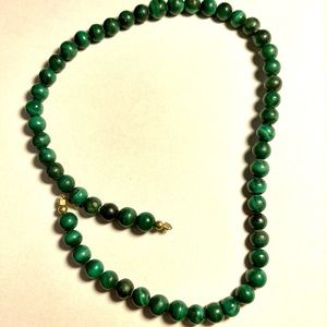 Teal beaded necklace 13” long